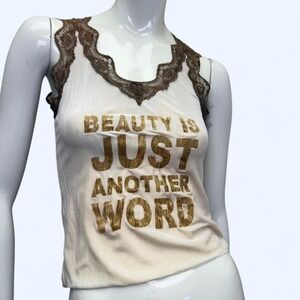 "beauty is just another word" lace trim velvet tank ♡ y2k coquette, summer tank